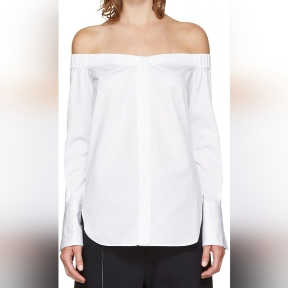 Rag and bone Off White Off Shoulder Button Blouse Size Small - Picture 1 of 8